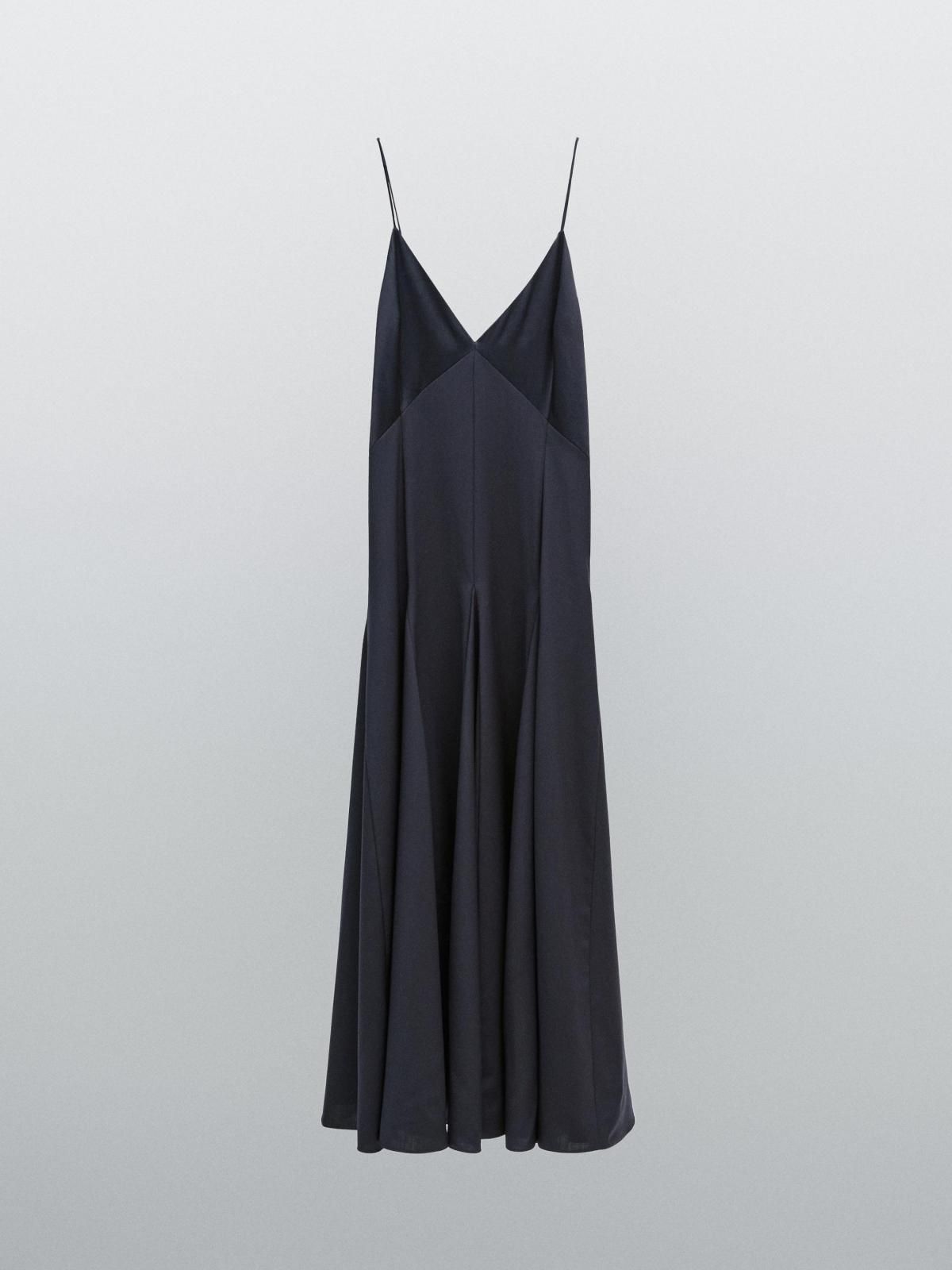 마시모두띠 브이넥 슬리브리스 롱 고데트 원피스 9105/950 NAVY BLUE - 상품 이미지