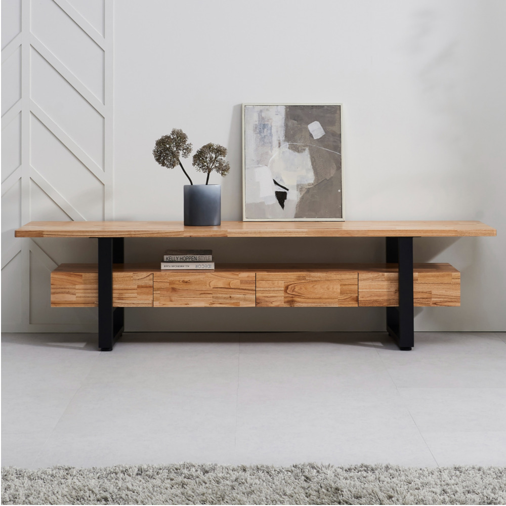 쿠쿠1서랍 2100 원목 높은 티비다이 안방 티비장 거실 TV 다이 장식장