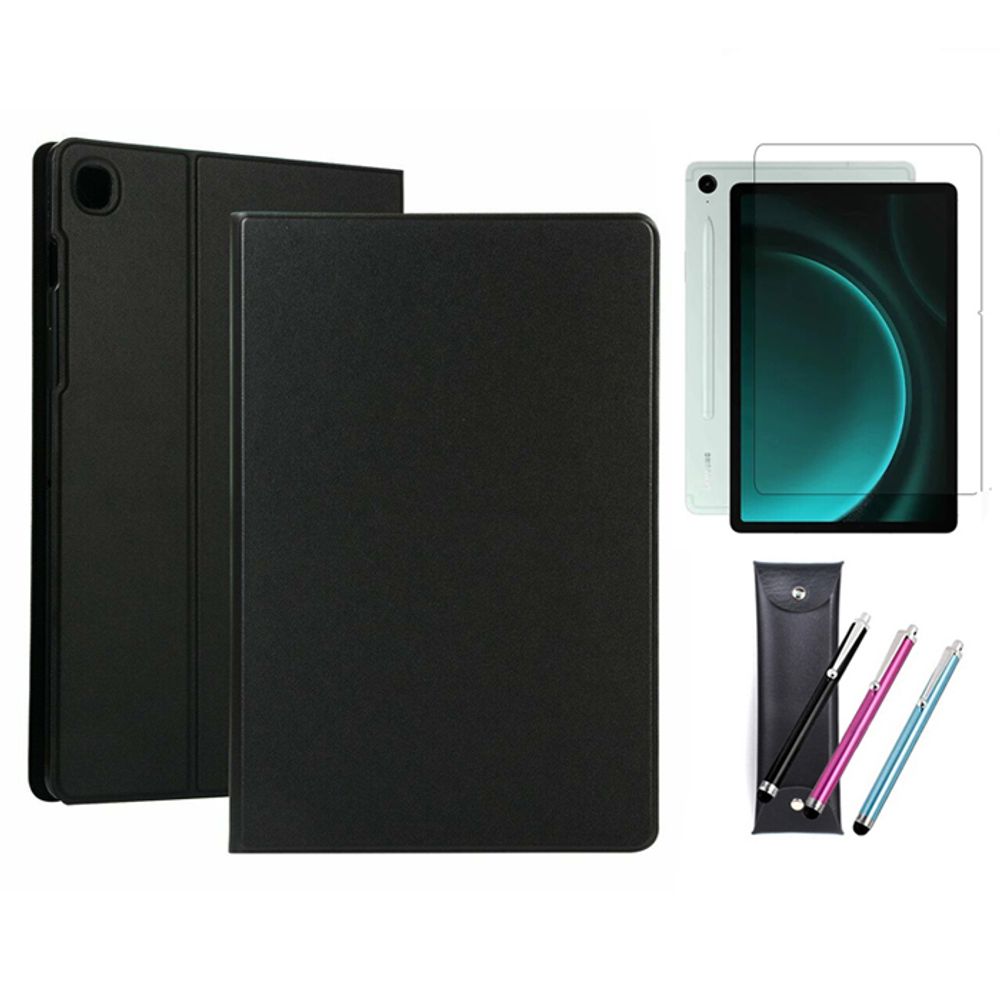 갤럭시탭A9 슬림 케이스+강화유리 필름+심플 펜슬세트 레드+강화유리 1매 - 상품 이미지