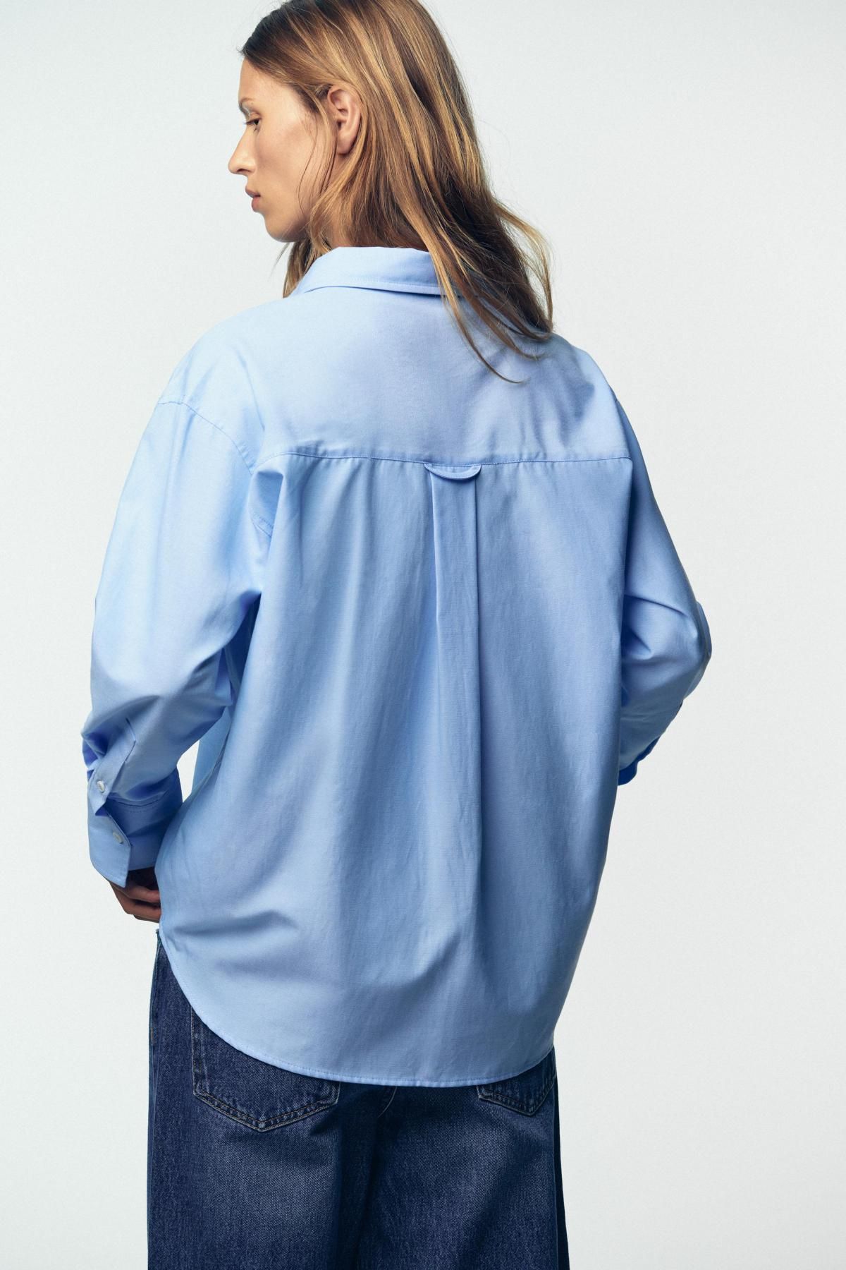 자라 스카이블루 오버핏 베이식 옥스포드 셔츠 8741/251 SKY BLUE - 상세 이미지 5