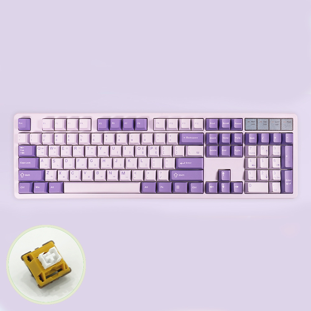 큐센 Q104 8K 풀윤활 가스켓 유무선 기계식 키보드 라벤더, 저소음 달고나라떼축, 40g