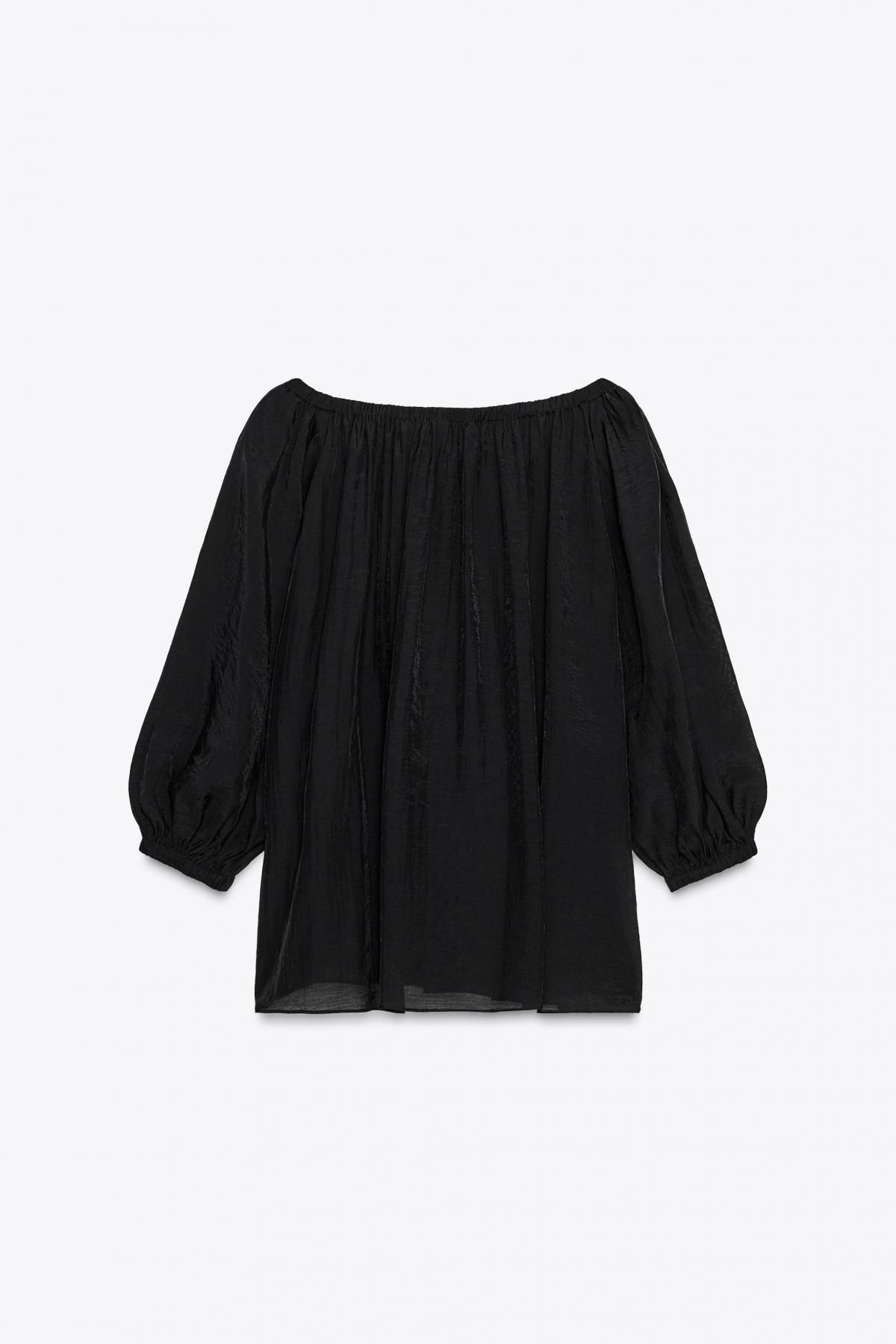 자라 오프숄더 테크니컬 블랙 블라우스 8921/834 BLACK - 상세 이미지 2