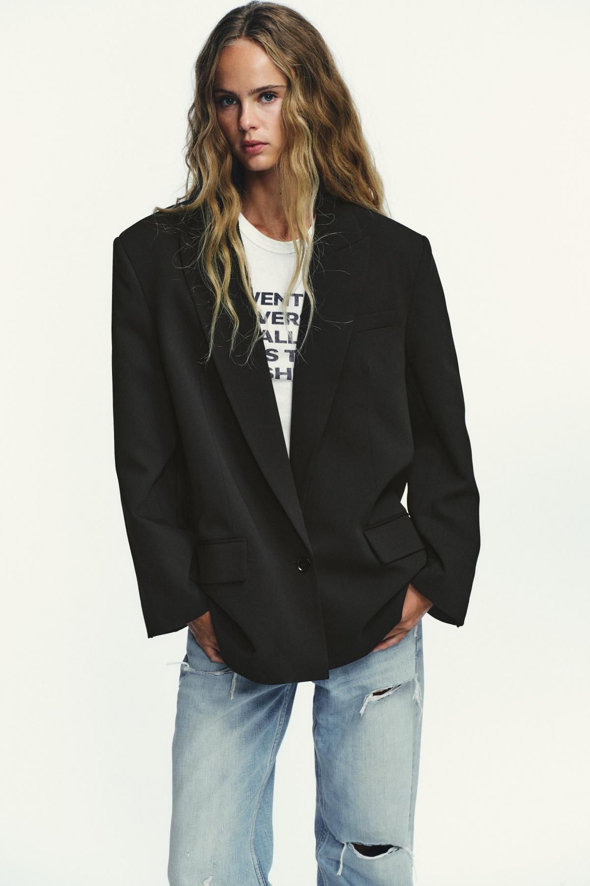 자라 오버사이즈 베이직 테일러드 블랙 블레이저 5427/734 BLACK - 상세 이미지 3