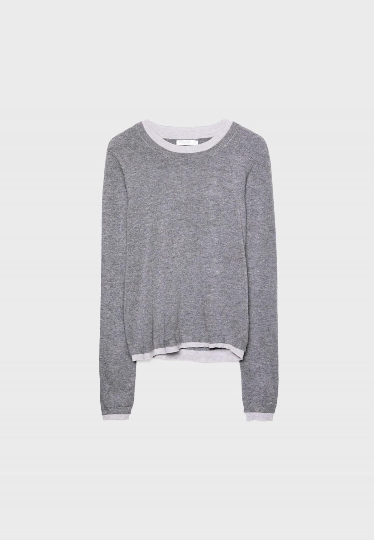 스트라디바리우스 소프트 레이어드 라운드넥 니트 스웨터 5004/702 GREY MELANGE - 상품 이미지