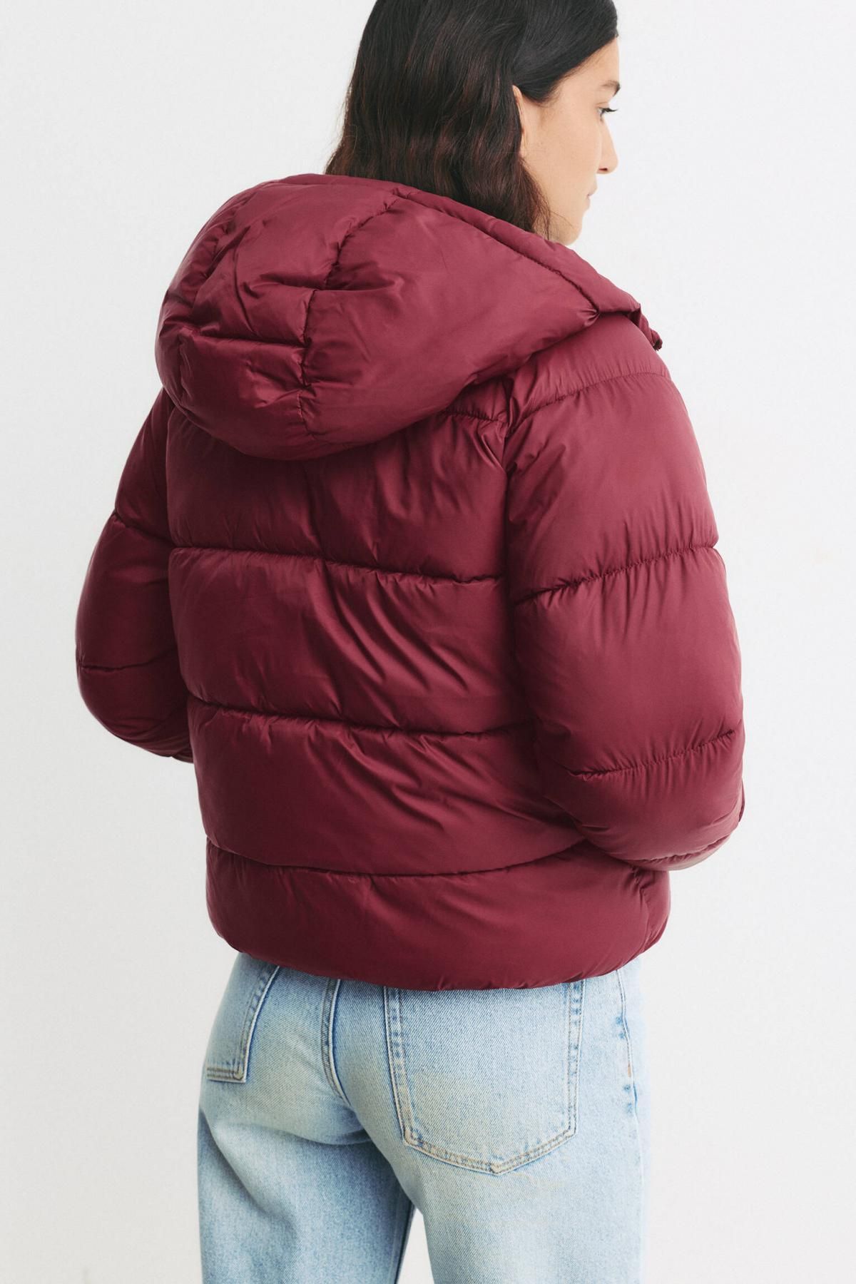풀앤베어 버건디 라이트 후드 패딩 자켓 7701/325 BURGUNDY - 상세 이미지 3