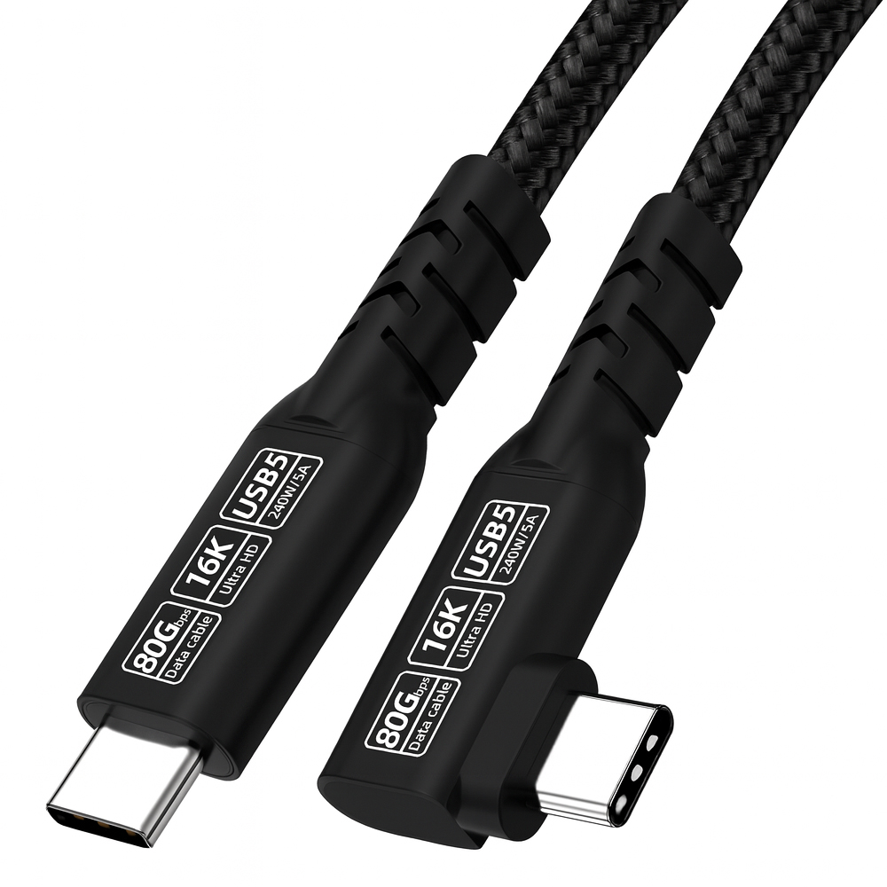바라보고 USB5 C타입 ㄱ자형 고속충전 케이블 240W 80Gbps 블랙, 1개, 1m 이미지 6