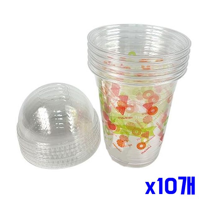 5P 피크닉 패턴 플라스틱 x10개 테이크아웃컵 카페용 - 상품 이미지