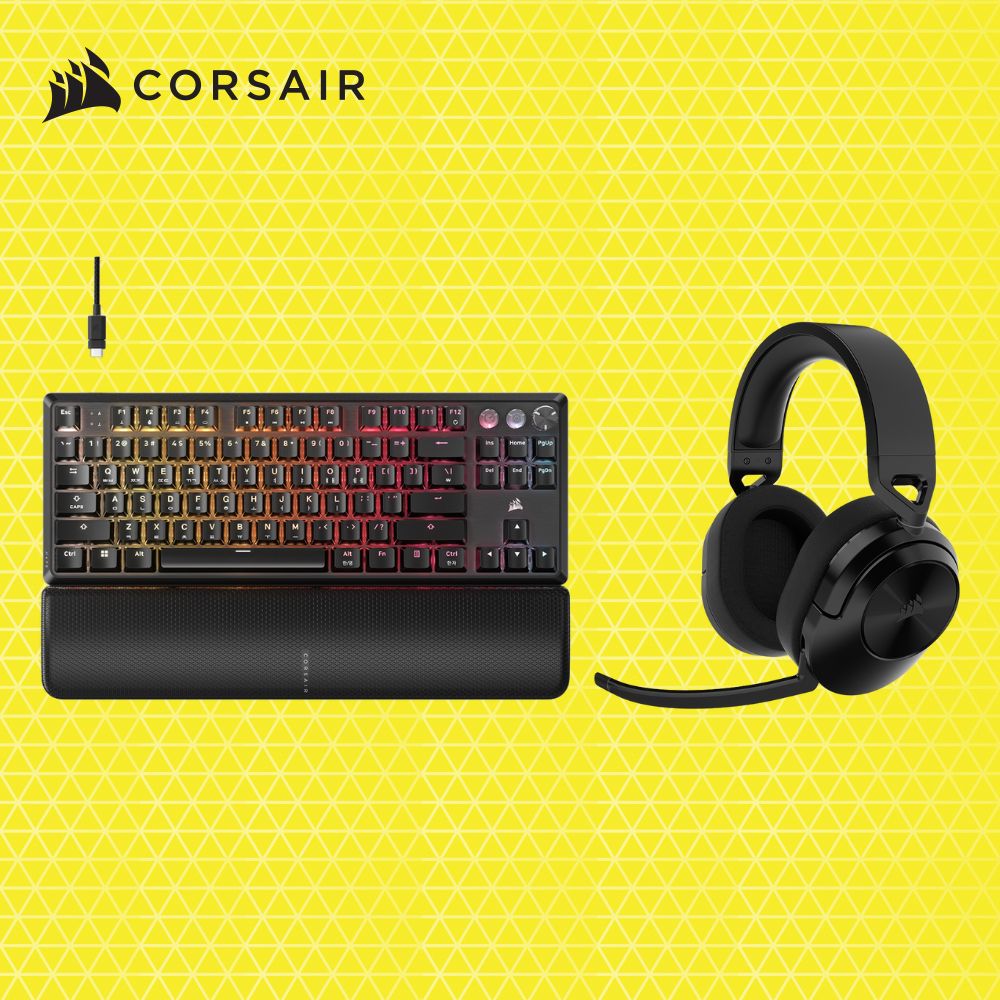 커세어 K70 MGX TKL 자석축 래피드트리거키보드 기계식 + HS55 무선헤드셋 블랙 세트 - 메인 이미지