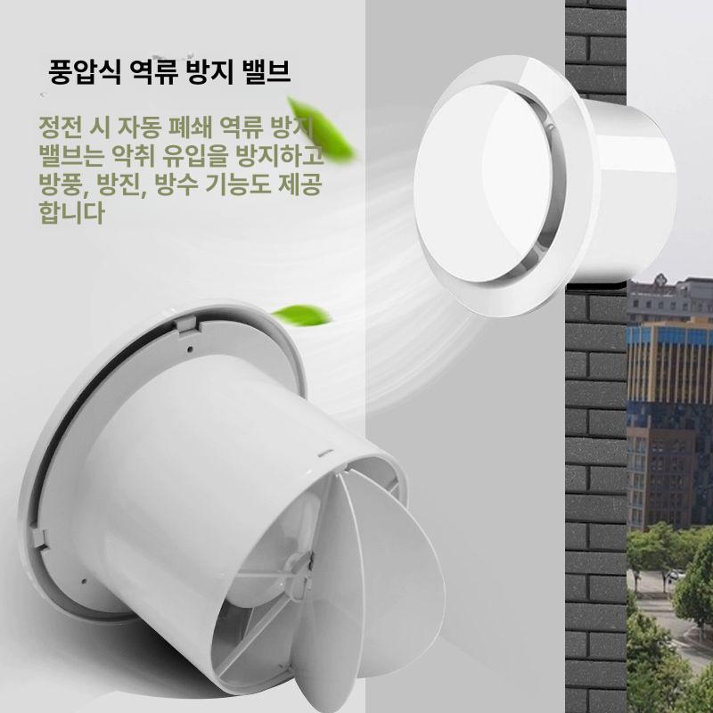 창문형 환풍기 역류방지밸브 환기 욕실 저소음 화장실환풍기 공기청정기 욕실환풍기 창문환풍기 D형 배풍 6인치 150mm+스위치선 - 상세 이미지 4