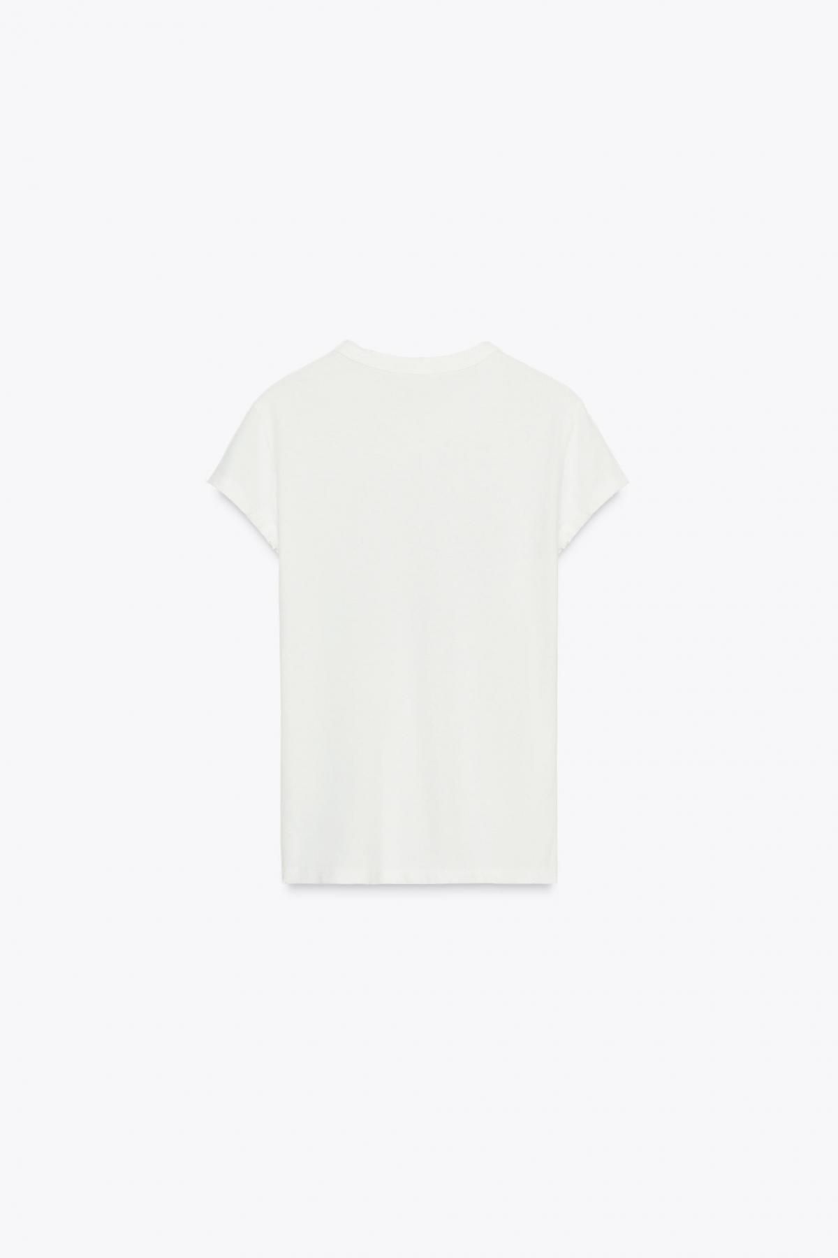 자라 레터링 캐주얼 라운드넥 반팔 티셔츠 5643/806 WHITE / GREEN - 상세 이미지 4