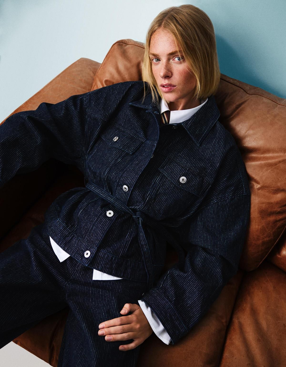 버쉬카 테크니컬 스트라이프 데님 재킷 6595/156 NAVY - 상세 이미지 2
