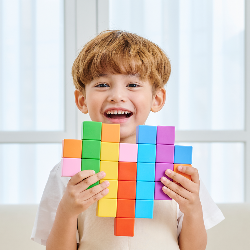 아띠래빗 자석 블럭 블록 매직 큐브 자석교구 유아 네모 블럭 32피스 레인보우 제품 이미지