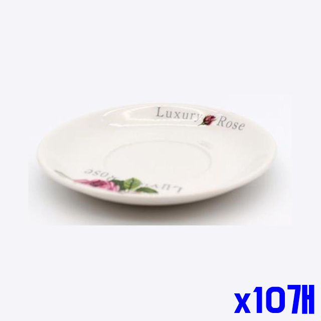 커피받침 프린팅 130x20mm 주방식기 접시 장미 x10개 - 상품 이미지