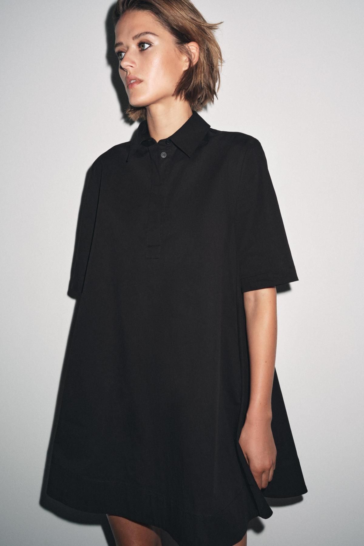 자라 미니멀 코튼 포플린 A라인 미니원피스 9479/078 BLACK - 상세 이미지 3