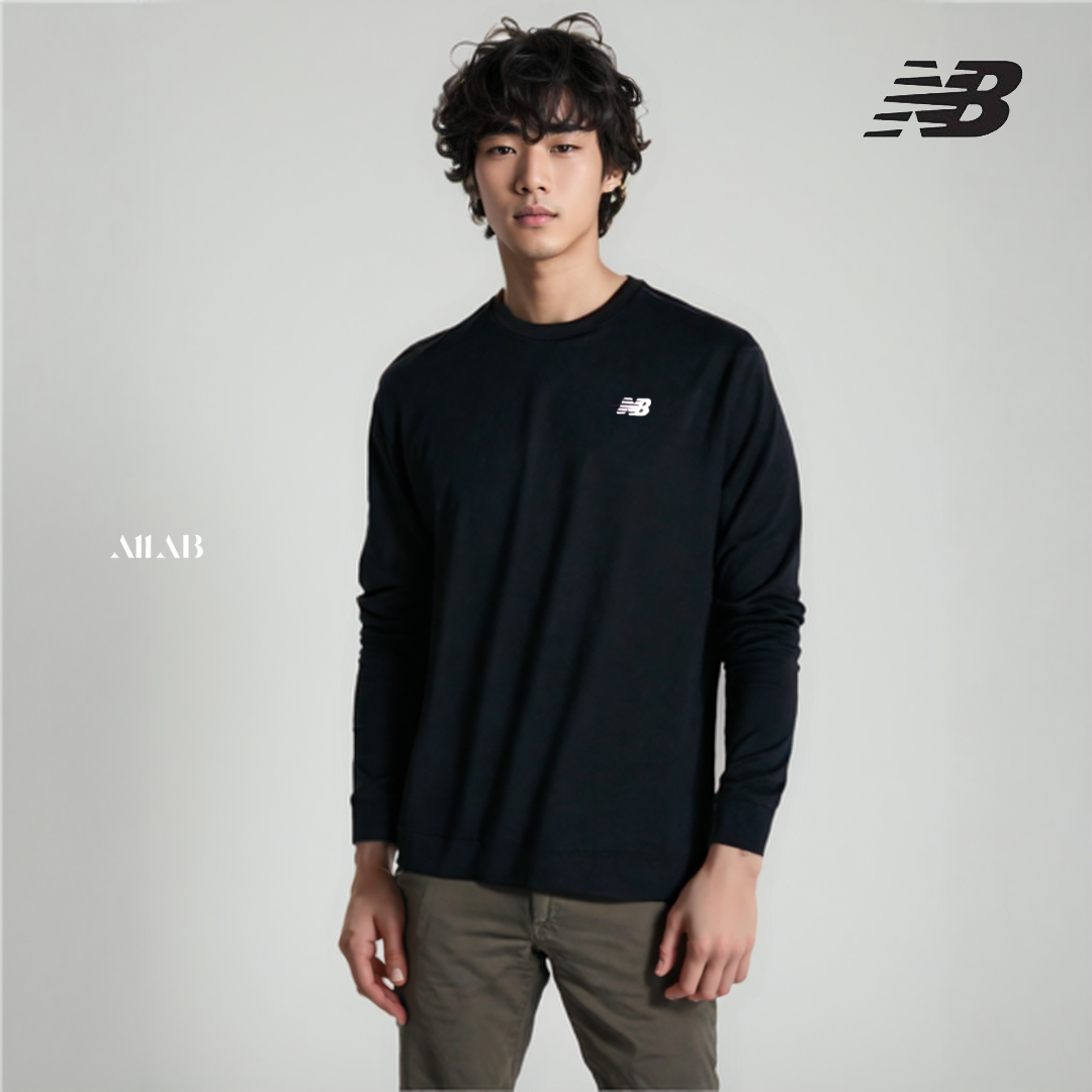 [오늘출발] 뉴발란스 맨투맨 커플 학생 남여공용 봄 가을 긴팔 라운드 티셔츠 블랙, 95(M)