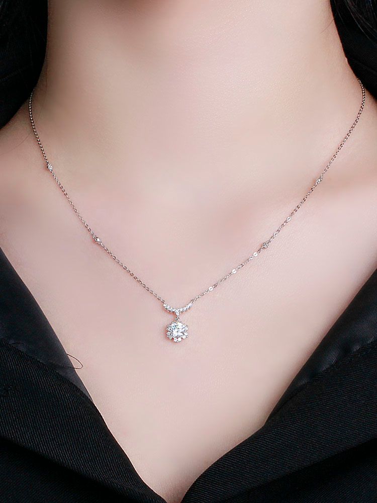 18K 3부 천연 다이아 목걸이 GIA 크라운 왕관 프로포즈 결혼 기념일 선물 예물 여자 - 상세 이미지 2