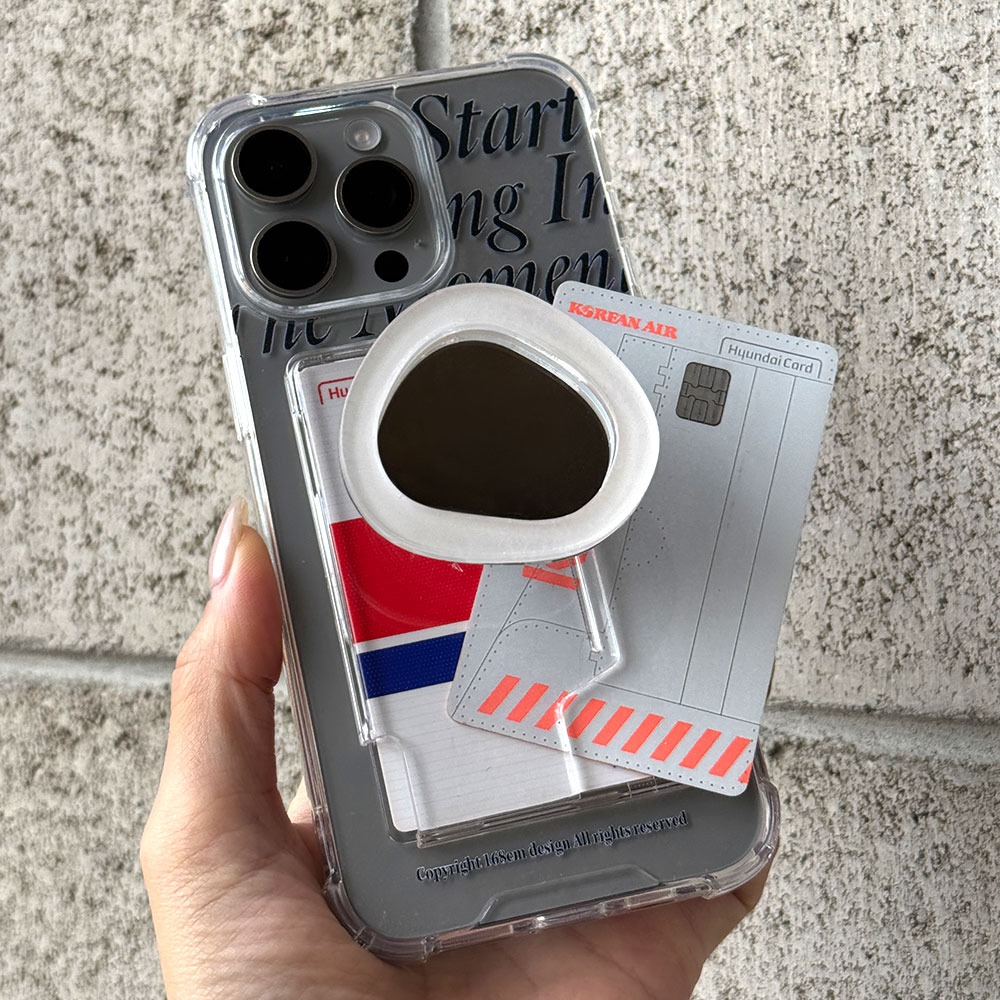 168cm 아이폰 맥세이프 카드지갑 그립톡 미러 조약돌 베이지