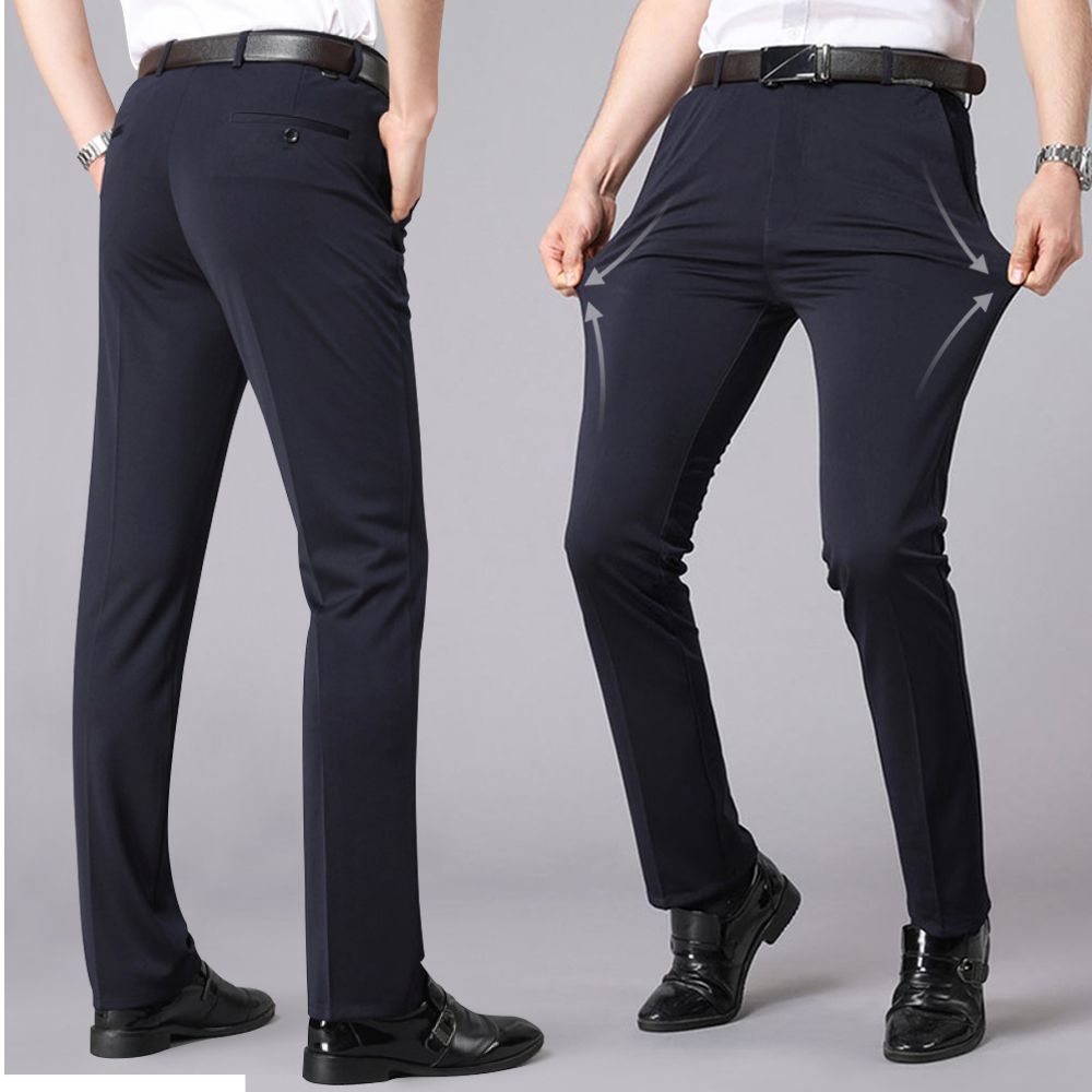 남자 봄 정장바지 4면스판 구김없는 일자핏 팬츠 네이비 - 32 - 상품 이미지