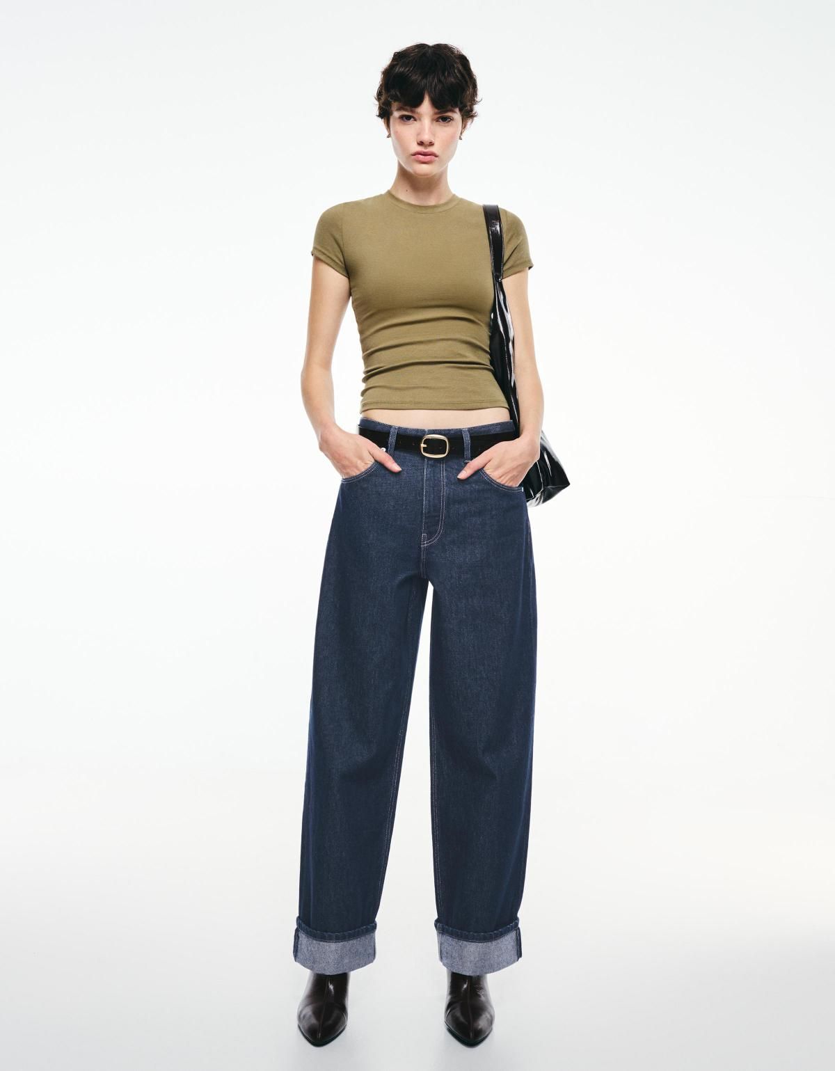 버쉬카 롤업 데님 배기핏 청바지 5020/089 NAVY - 상세 이미지 4