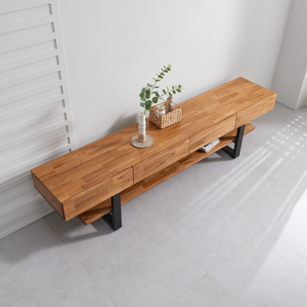 쿠쿠2 2100 원목 높은 티비다이 안방 티비장 거실 TV 다이 장식장