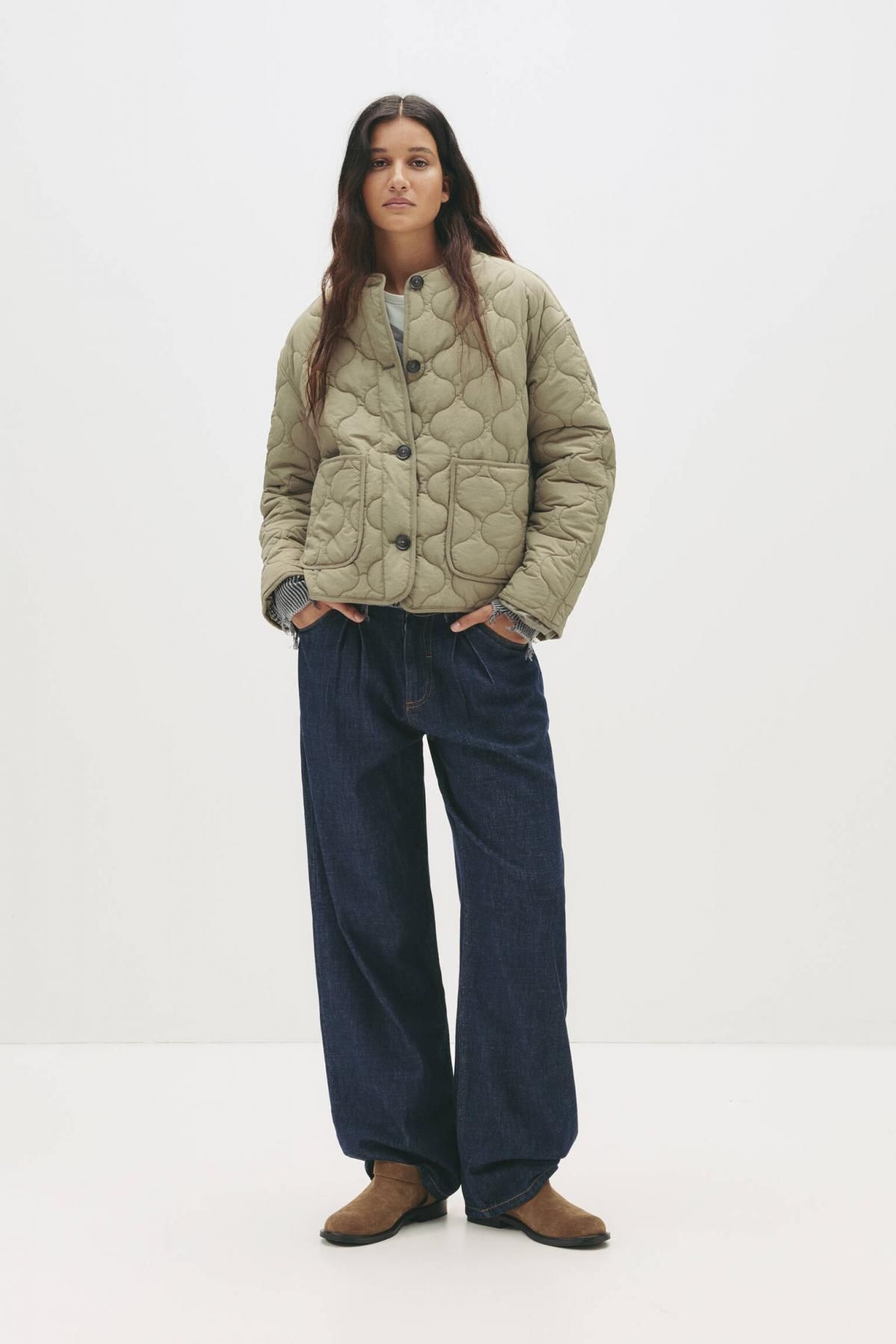 풀앤베어 카키베이지 버튼 포켓 경량 퀼팅 패딩 베스트 7700/340 KHAKI - 상세 이미지 5