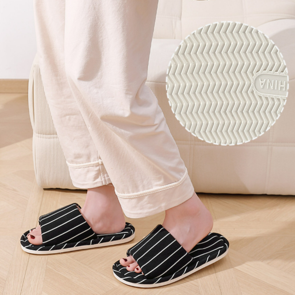 스트라이프 미끄럼방지 실내화 층간소음 쿠션 푹신한 거실화 슬리퍼