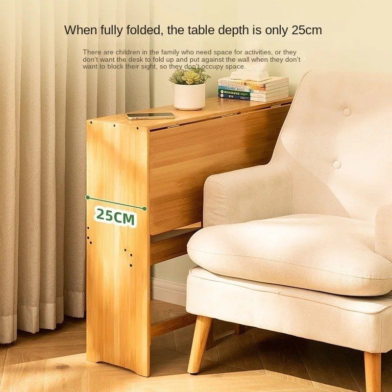 접이식 책상 컴퓨터 테이블 사무실 학생 가정 소형 데스크탑 단단한 나무 침실 침대 옆 쓰기 워크스테이션 신제품 갈색(83cm)