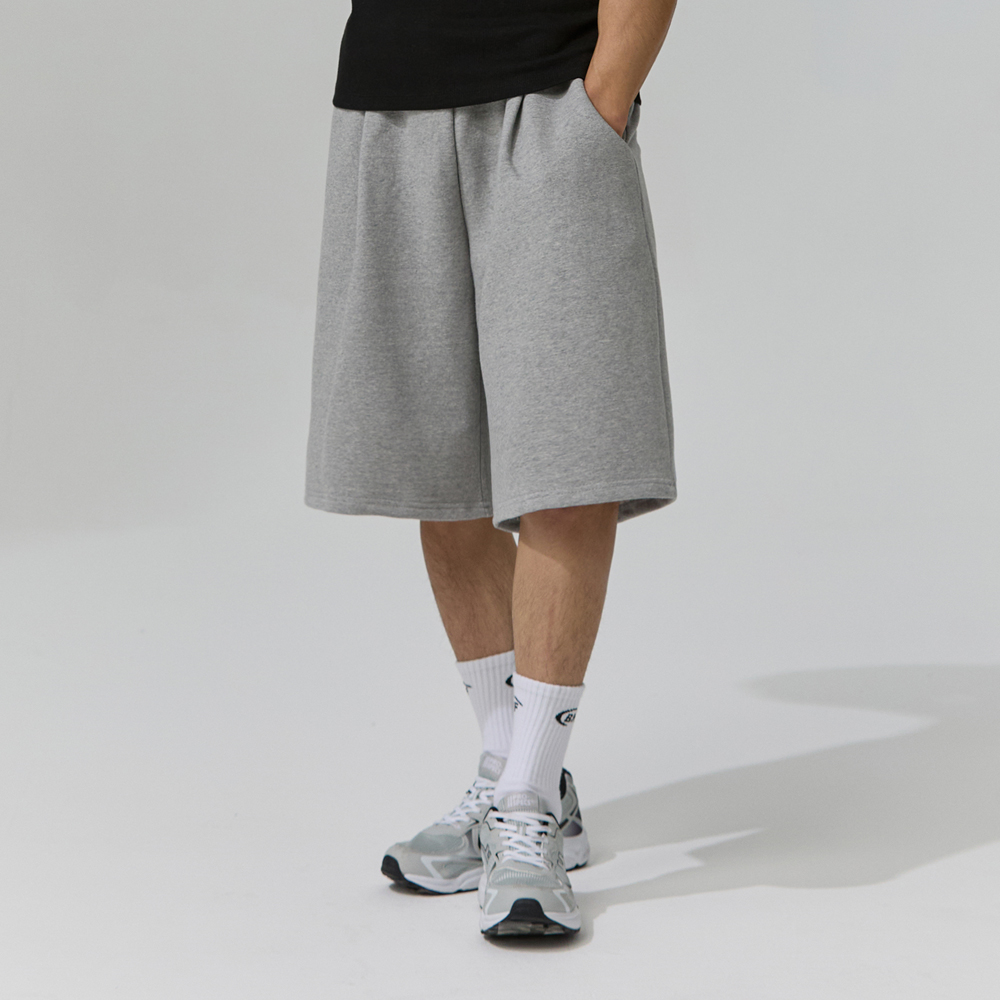 블랙몬스터핏 남자 원턱 버뮤다 팬츠 와이드 스웻 반바지 - 상세 이미지 2