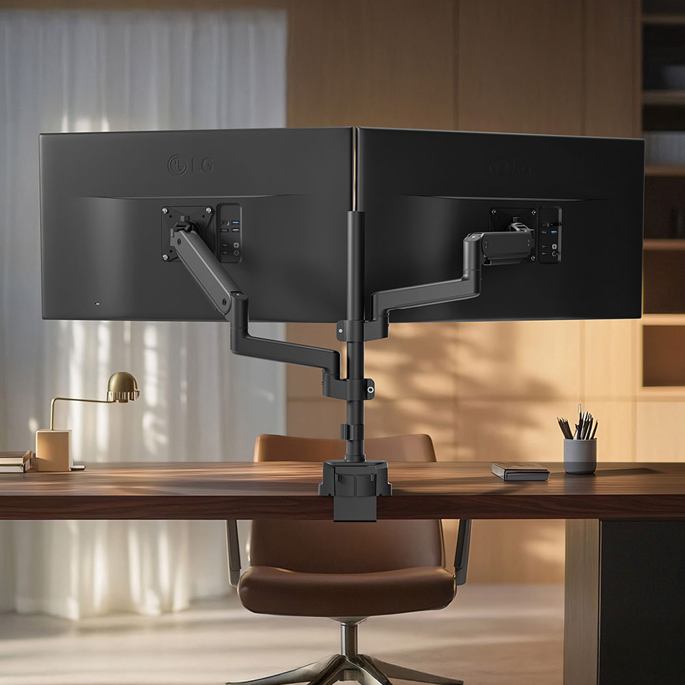 카멜마운트 듀얼 벽면 밀착형 상하 거치대 모니터암 CMA2VB 블랙