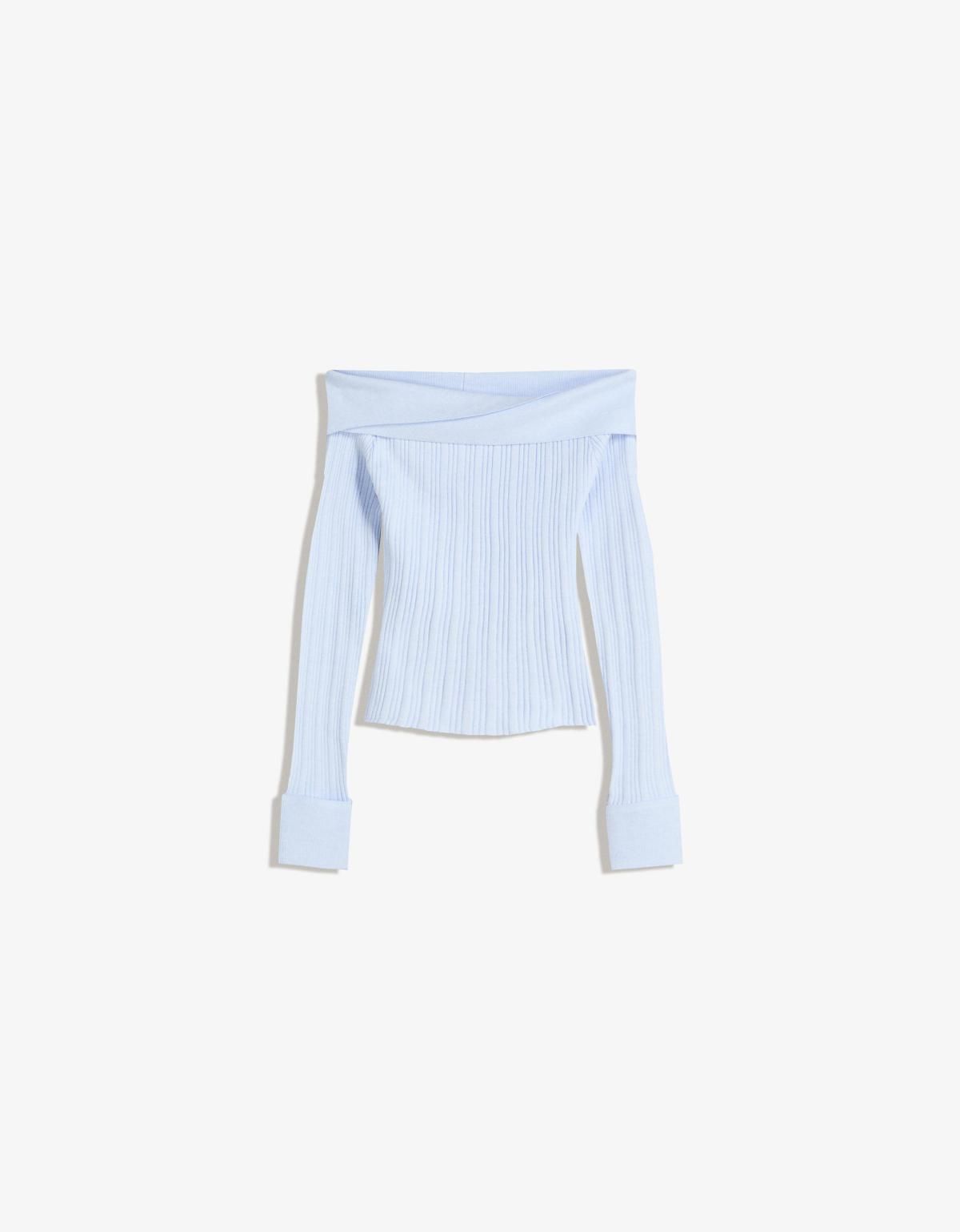 버쉬카 라이트블루 오프숄더 텍스처 니트 스웨터 7109/693 LIGHT BLUE - 상세 이미지 3