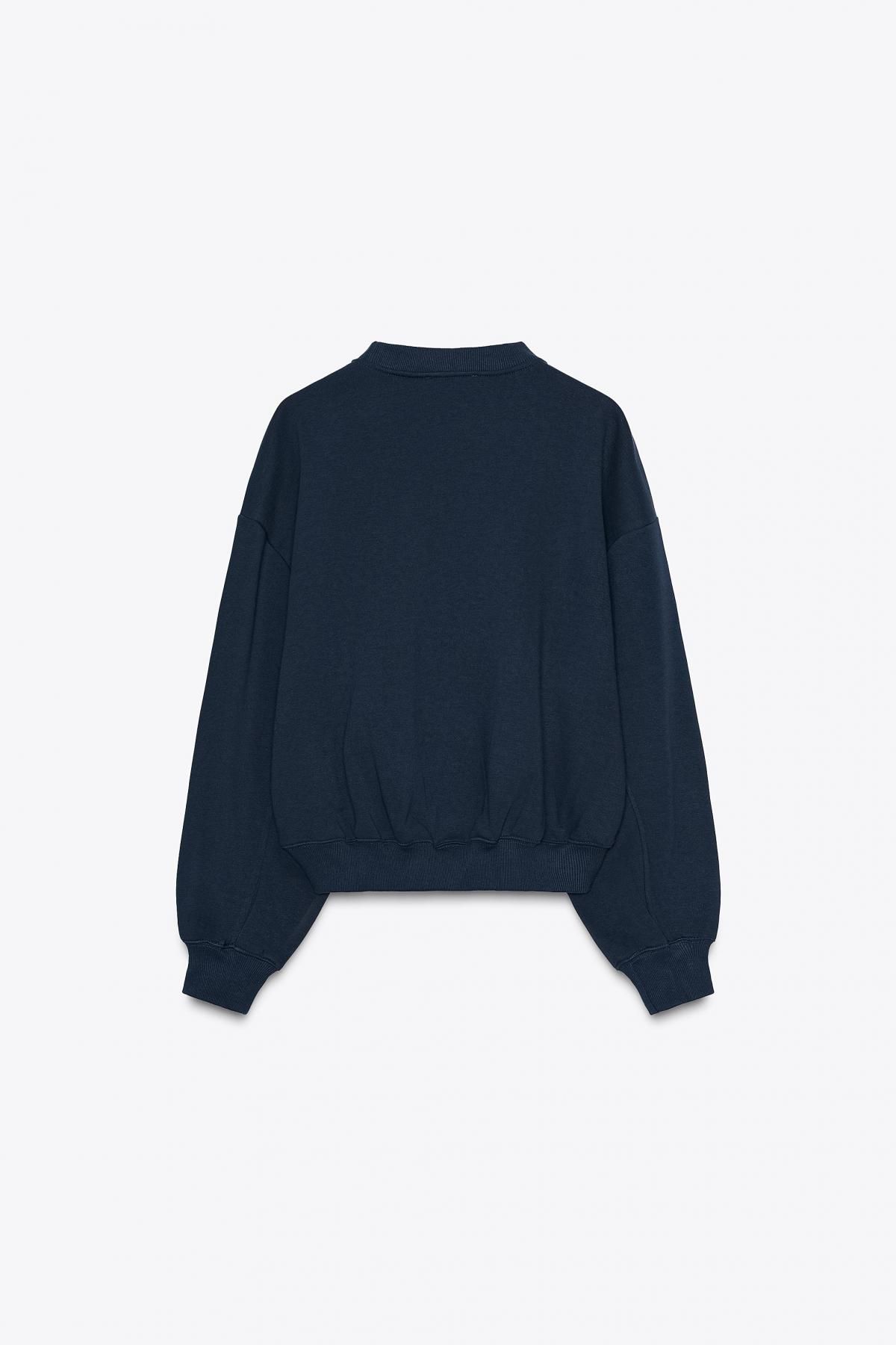 자라 베이직 네이비 라운드넥 맨투맨 8417/802 NAVY BLUE - 상세 이미지 5
