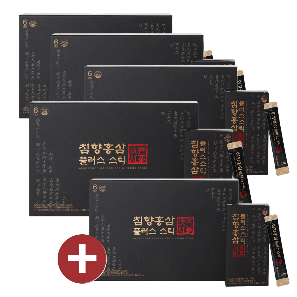 [4+1]진웰스 6년근 침향 홍삼 플러스 스틱 10g 30포, 5개 - 상품 이미지