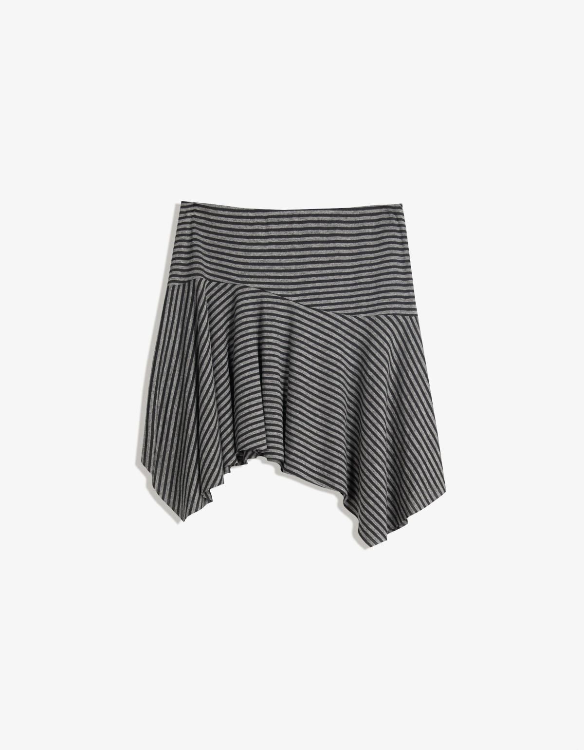 버쉬카 스트라이프 언밸런스 미니 스커트 6088/187 DARK GREY - 상세 이미지 2