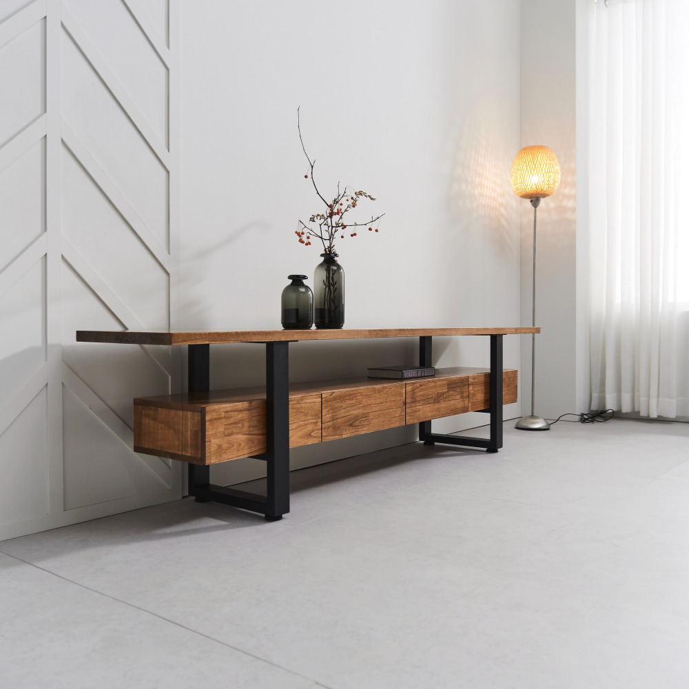 쿠쿠2 2100 원목 높은 티비다이 안방 티비장 거실 TV 다이 장식장