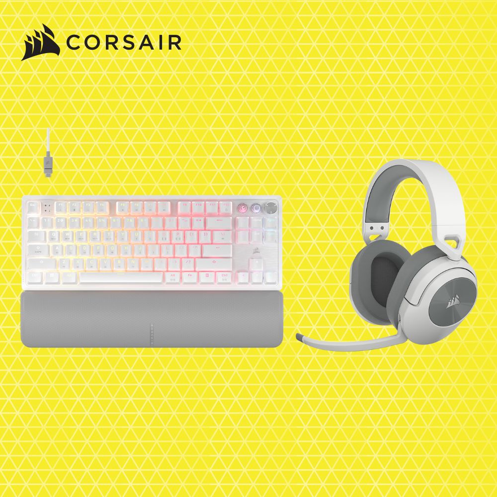 커세어 K70 MGX TKL 자석축 래피드트리거키보드 기계식 + HS55 무선헤드셋 화이트 세트 - 메인 이미지