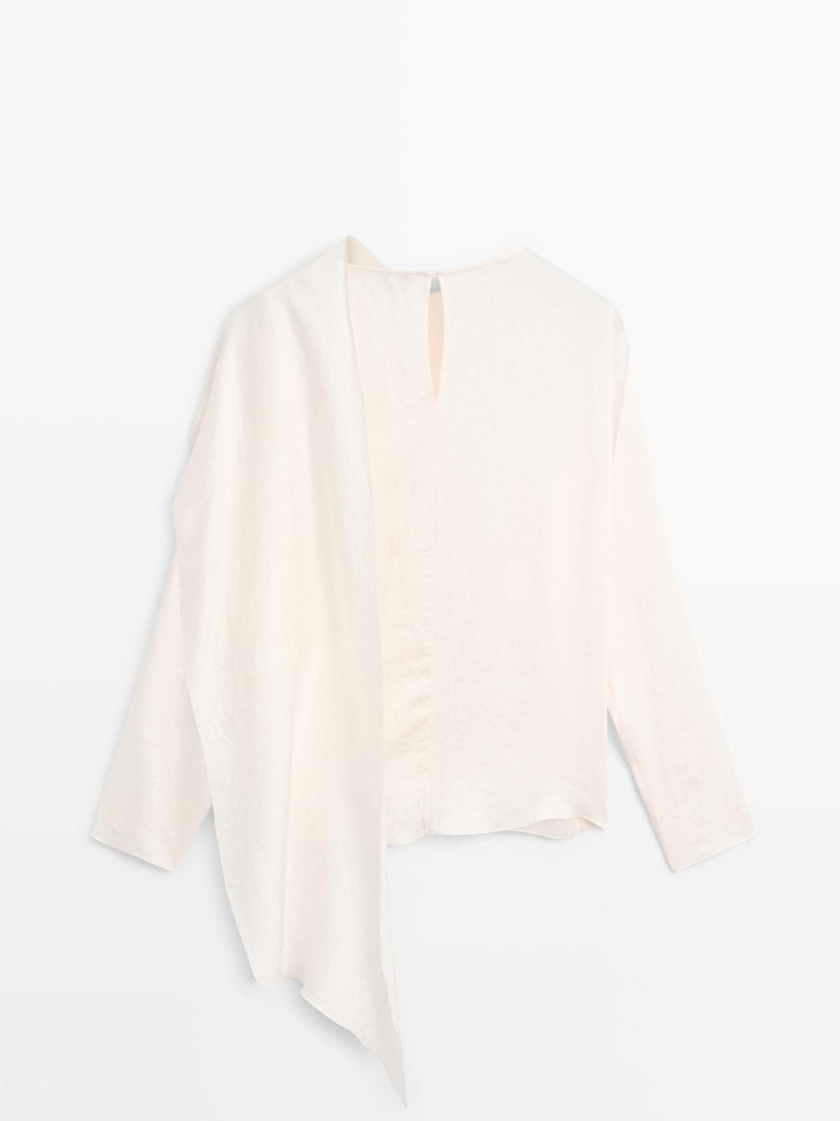 마시모두띠 테크니컬 새틴 랩카라 볼륨 블라우스 9302/950 CREAM - 상세 이미지 4