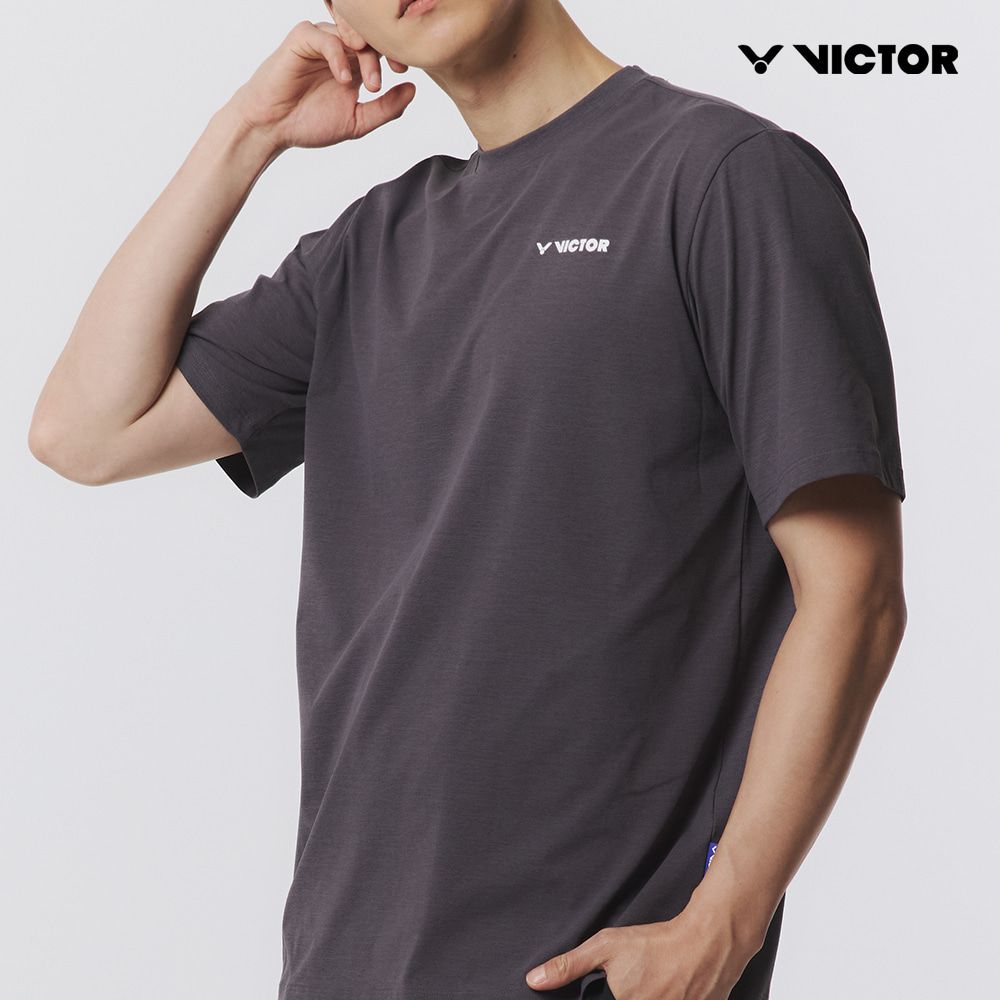 빅터 배드민턴 남여공용 오버핏 반팔라운드티셔츠 VT25CTO205U 스틸 차콜 - 메인 이미지