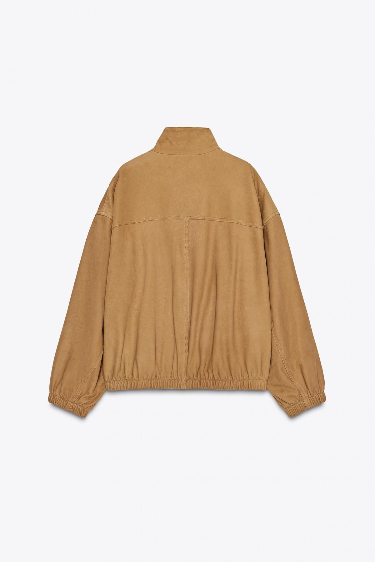자라 프리미엄 레더 테크니컬 봄버 재킷 5761/240 MID-CAMEL - 상세 이미지 3