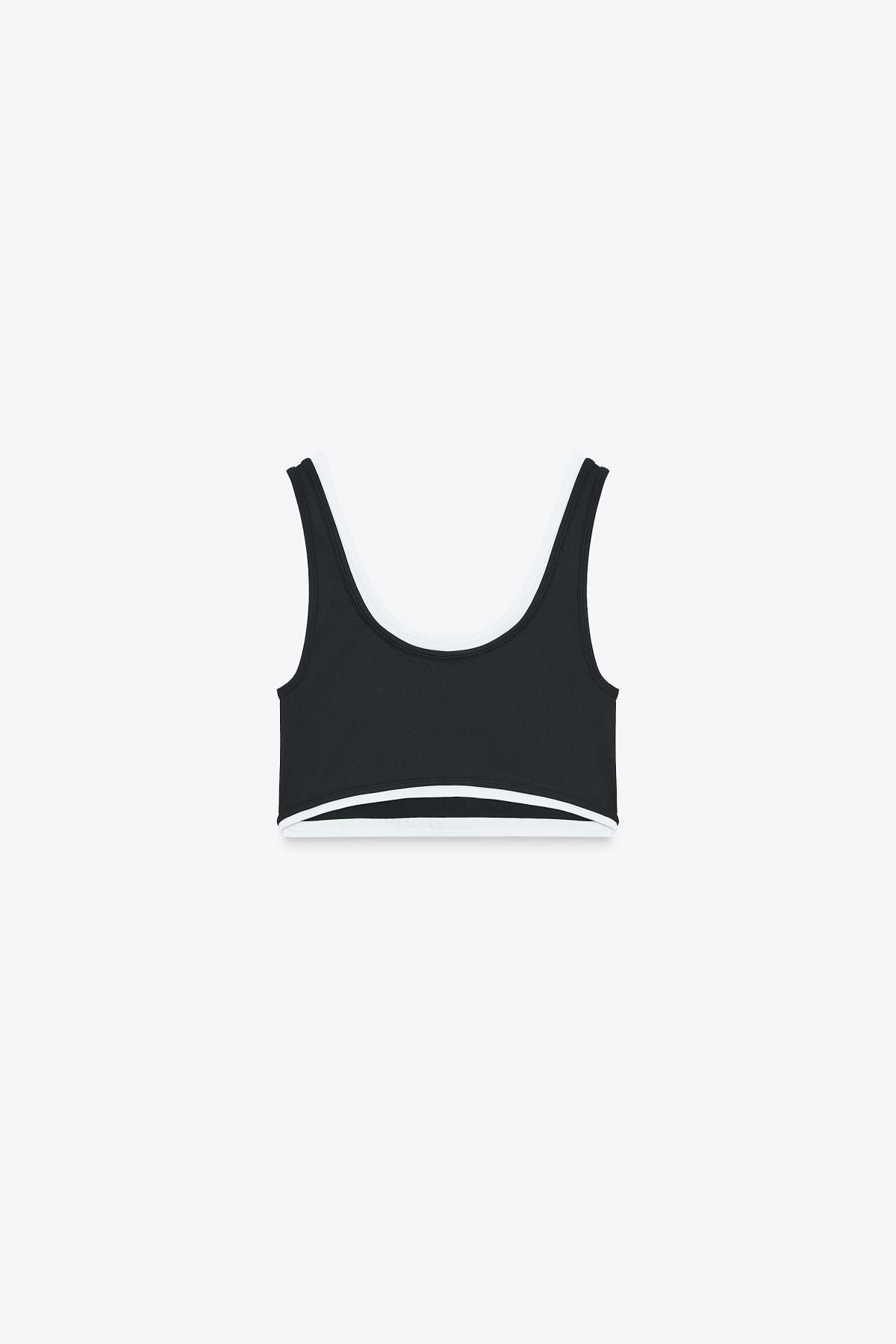 자라 라운드넥 더블레이어드 스포티 크롭 탑 5063/818 BLACK / WHITE - 메인 이미지