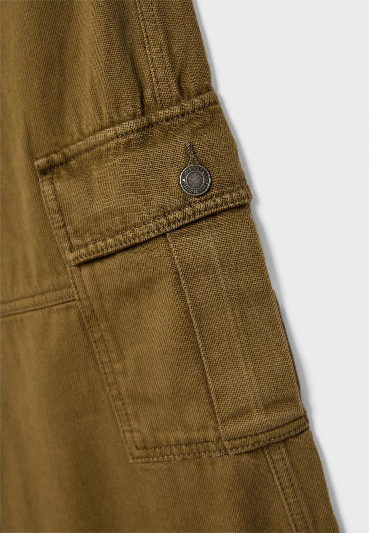 스트라디바리우스 미드라이즈 포켓 카고 스트레이트 와이드 팬츠 8274/351 OLIVE GREEN - 상세 이미지 4