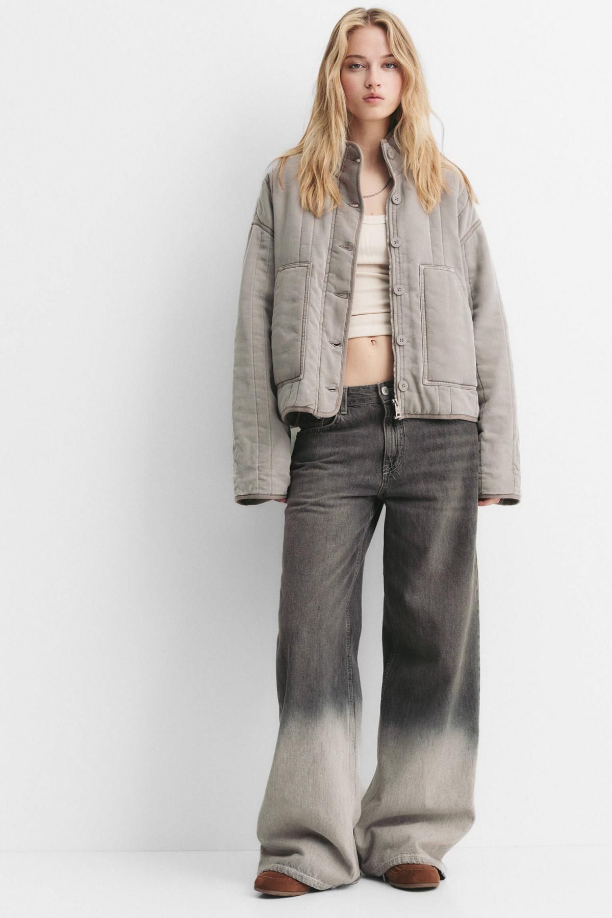 풀앤베어 오버핏 테크니컬 퀼팅 재킷 7700/320 PALE GREY - 상세 이미지 5