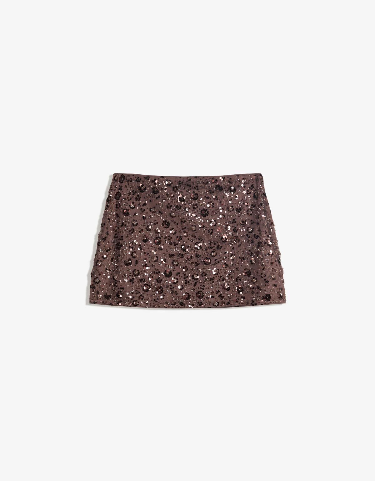 버쉬카 글리터 시퀸 미니 스커트 6086/707 BROWN 이미지 7