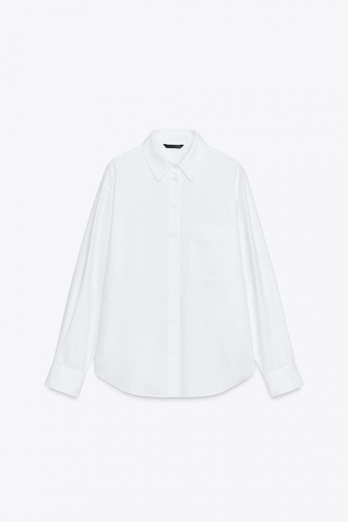 자라 베이직 옥스포드 포켓 화이트 긴팔 셔츠 8902/310 WHITE - 상품 이미지