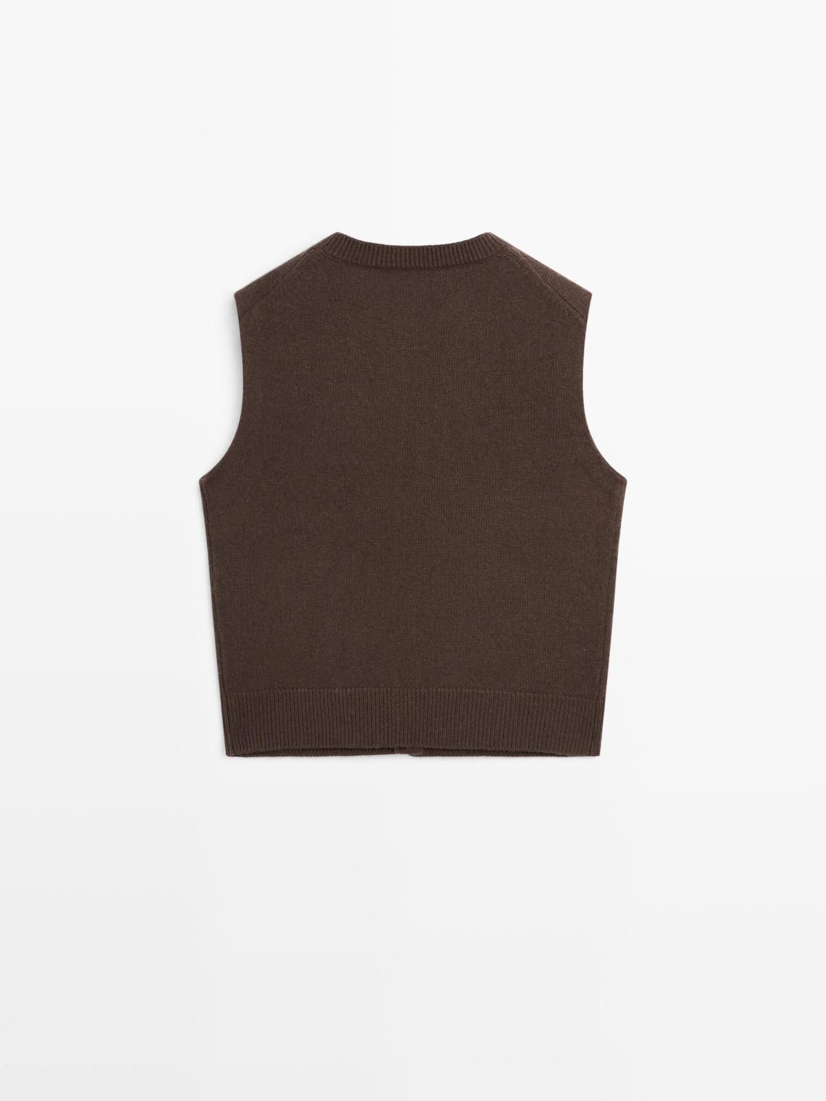 마시모두띠 울블렌드 포켓디테일 니트 베스트 5624/926 BROWN - 상세 이미지 2