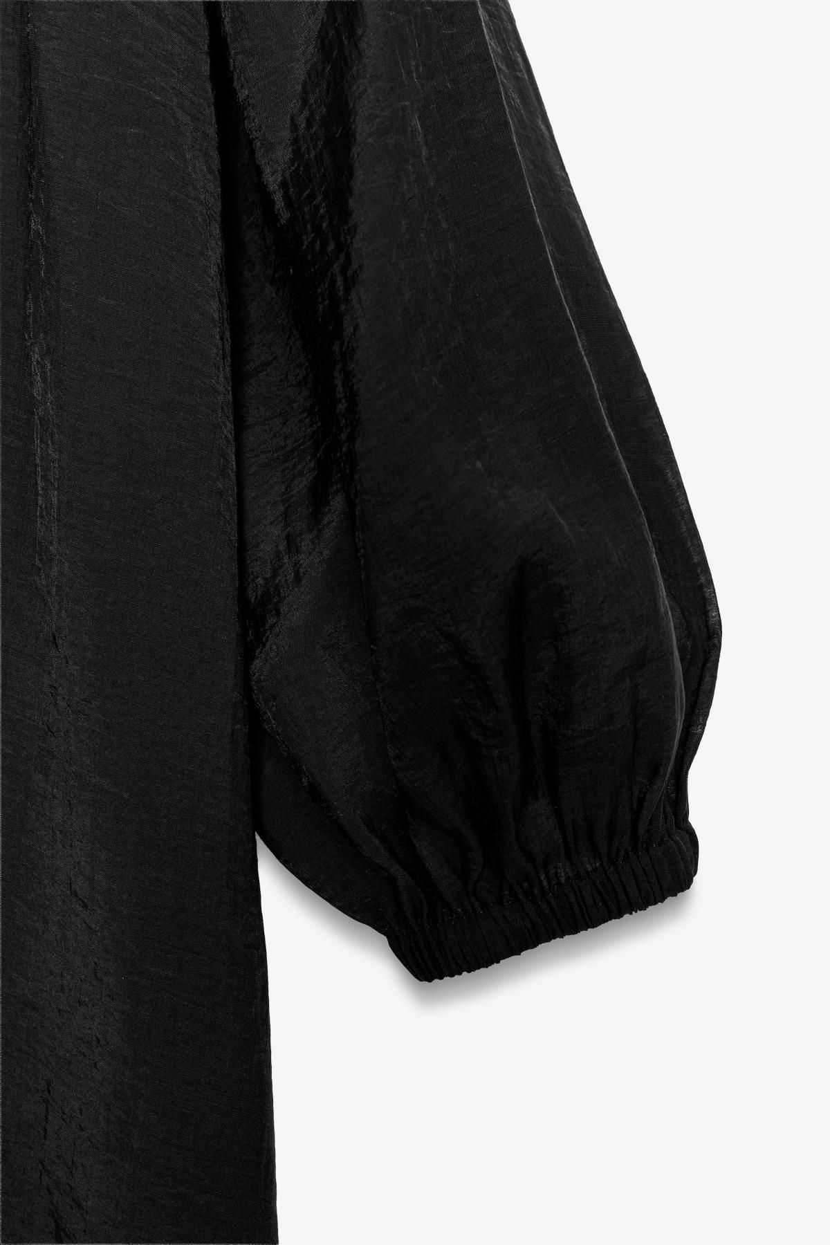 자라 오프숄더 테크니컬 블랙 블라우스 8921/834 BLACK - 상세 이미지 3