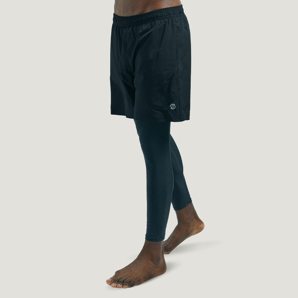 남자 여성 2in1 워터레깅스 래쉬가드 수영복 바지 운동복 짐웨어 반바지 러닝 팬츠 블랙