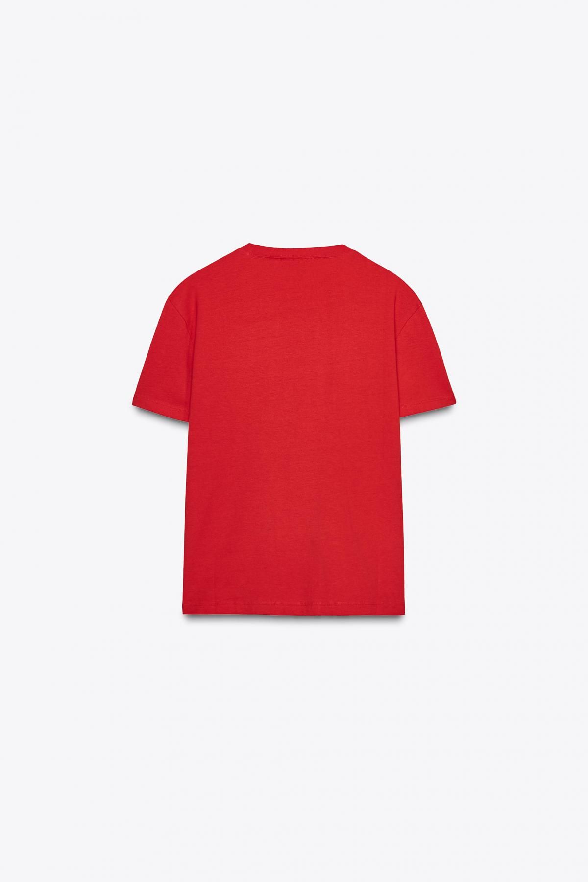 자라 레드 베이직 코튼 반팔 티셔츠 3253/320 RED - 상세 이미지 5