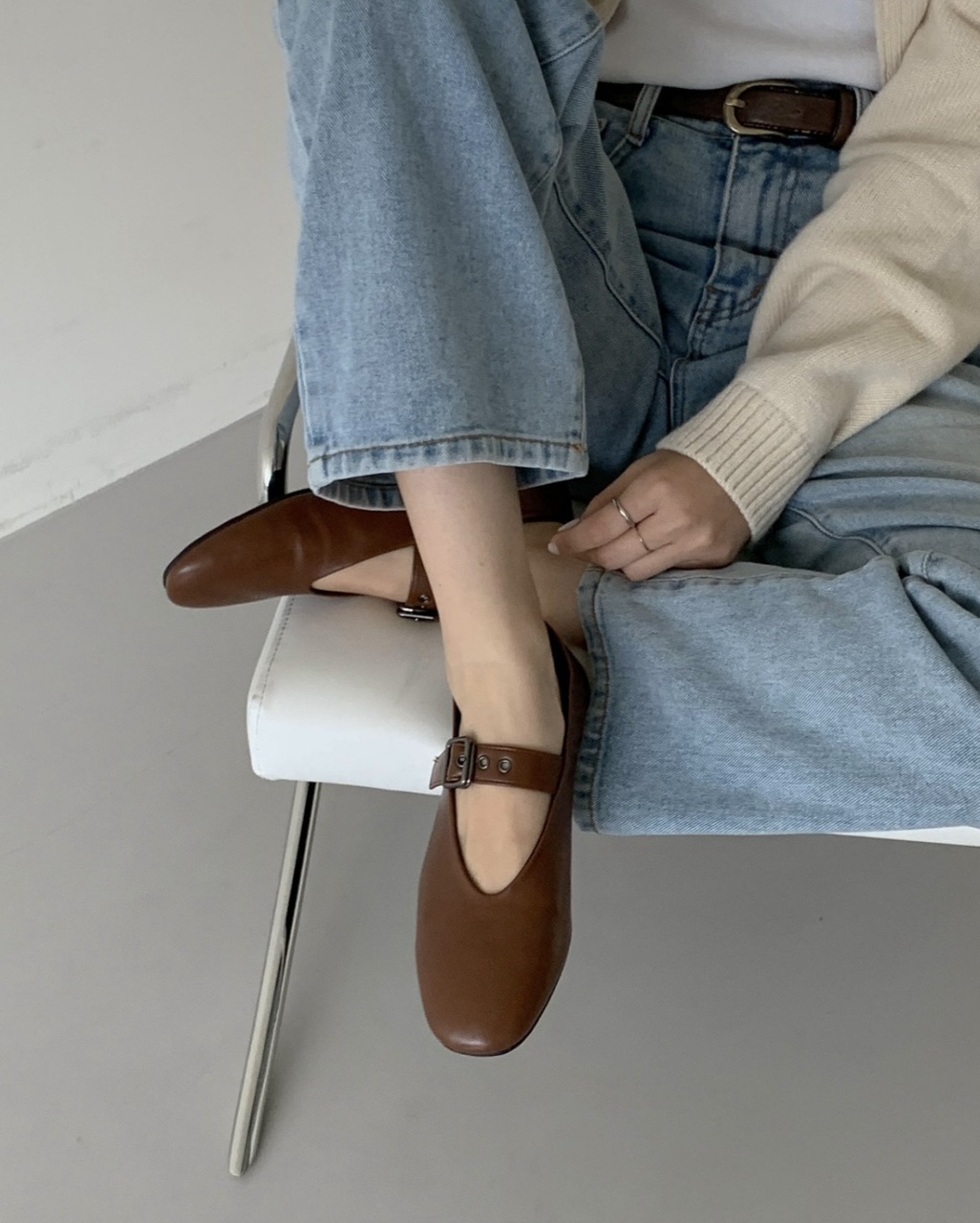 메리제인 버클 플랫 로퍼 스트랩 로우힐 데일리 슈즈 이미지 6