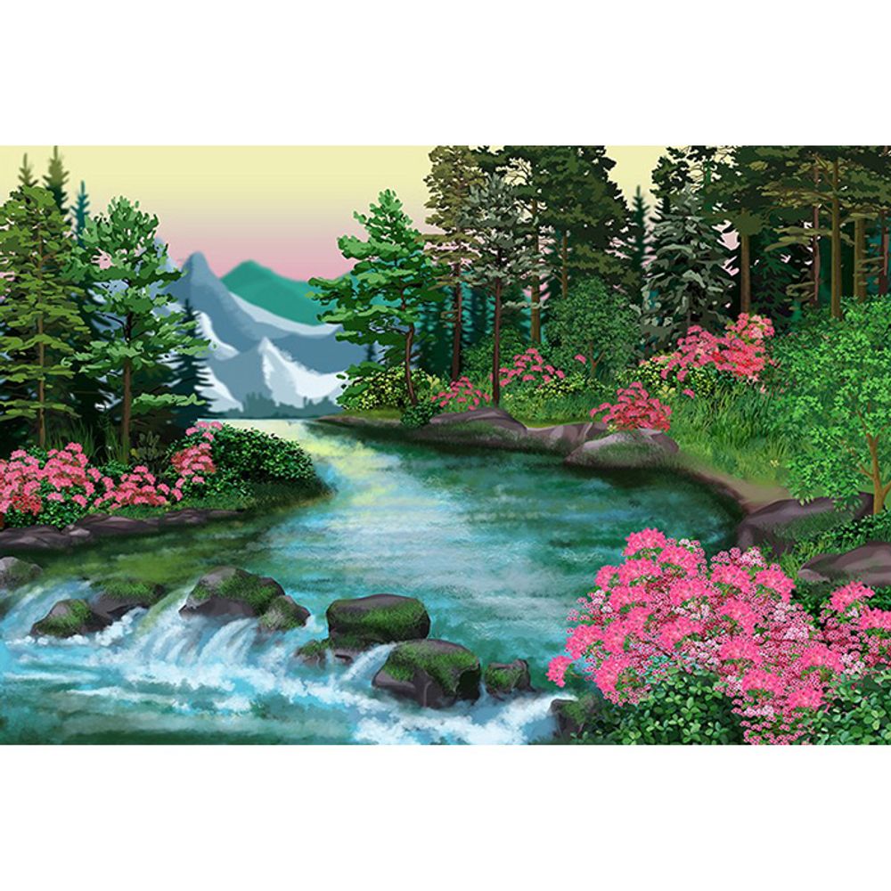 계곡의 아침 (캔버스) 보석십자수 40x50 - 상품 이미지