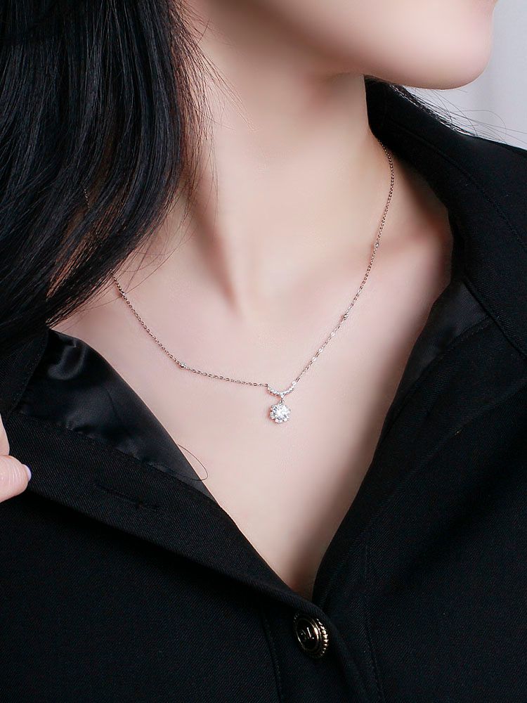 18K 3부 천연 다이아 목걸이 GIA 크라운 왕관 프로포즈 결혼 기념일 선물 예물 여자 - 상세 이미지 3